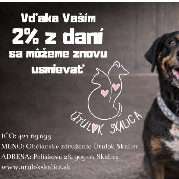 Darujte 2 % z daní OZ Útulok Skalica