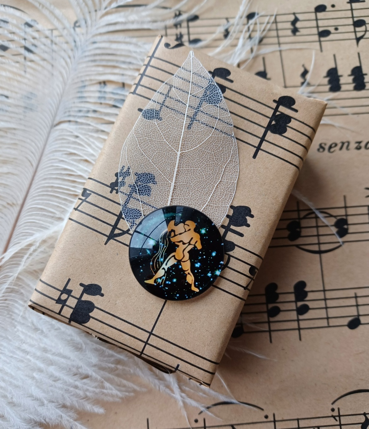 Button čierny Vodnár