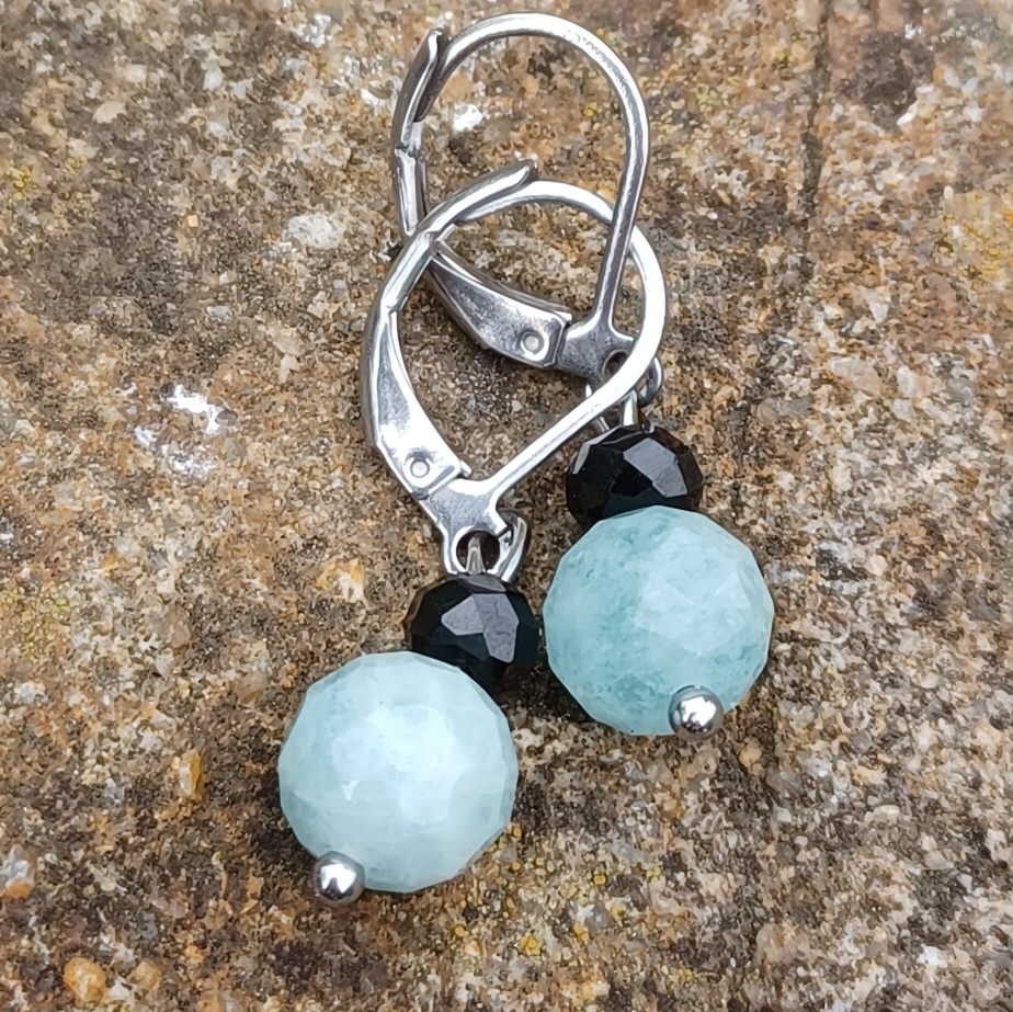 Spinel, akvamarín náušnice