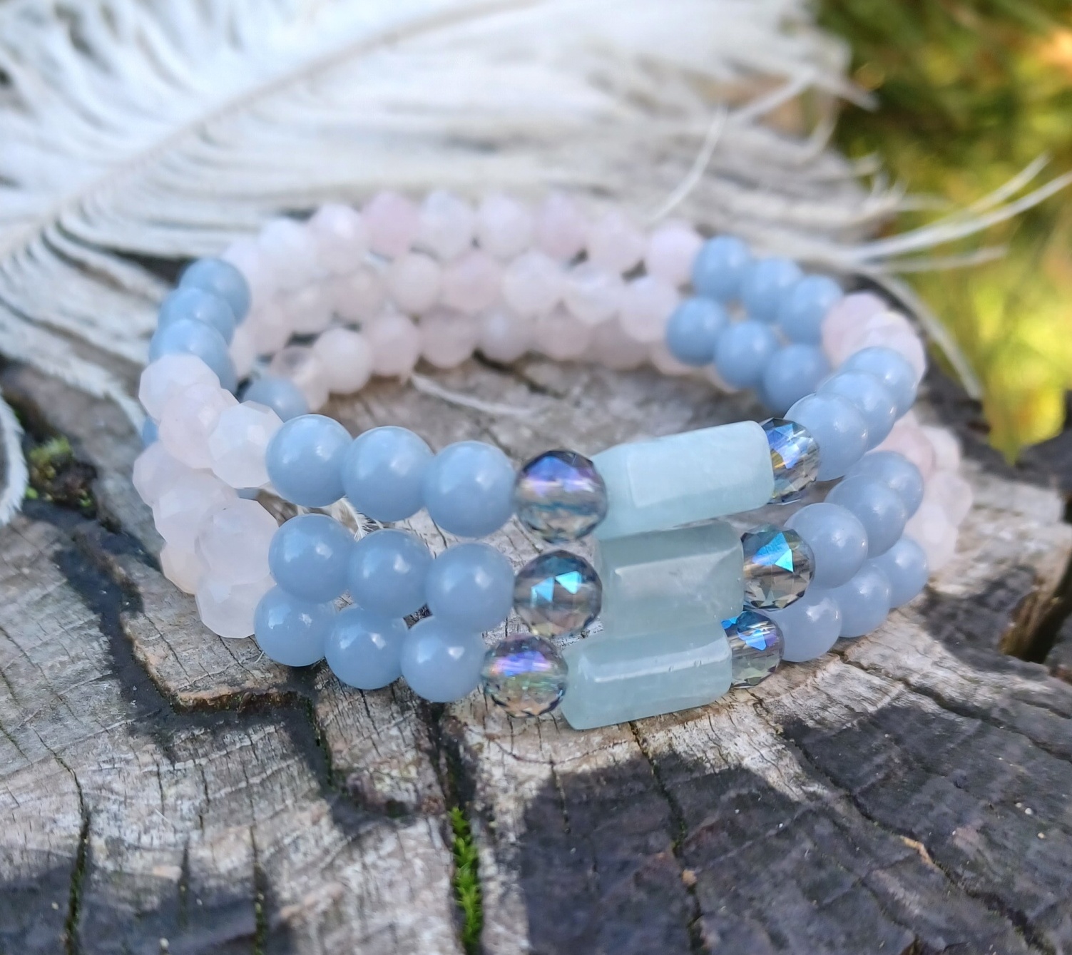 Angelit, ruženín náramok