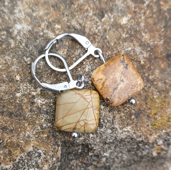 Jaspis picasso náušnice