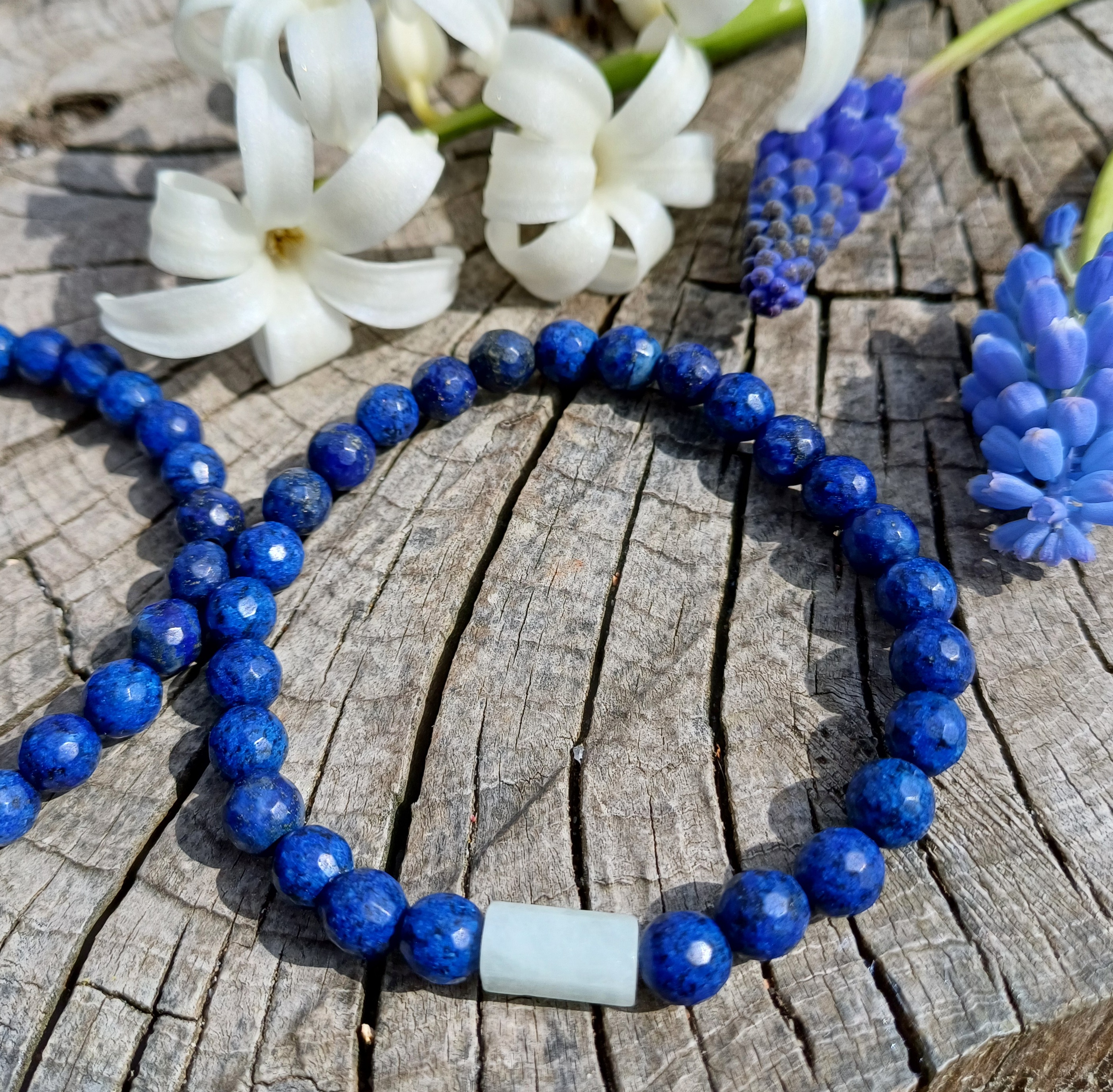 Lapis lazuli náramok s akvamarínom
