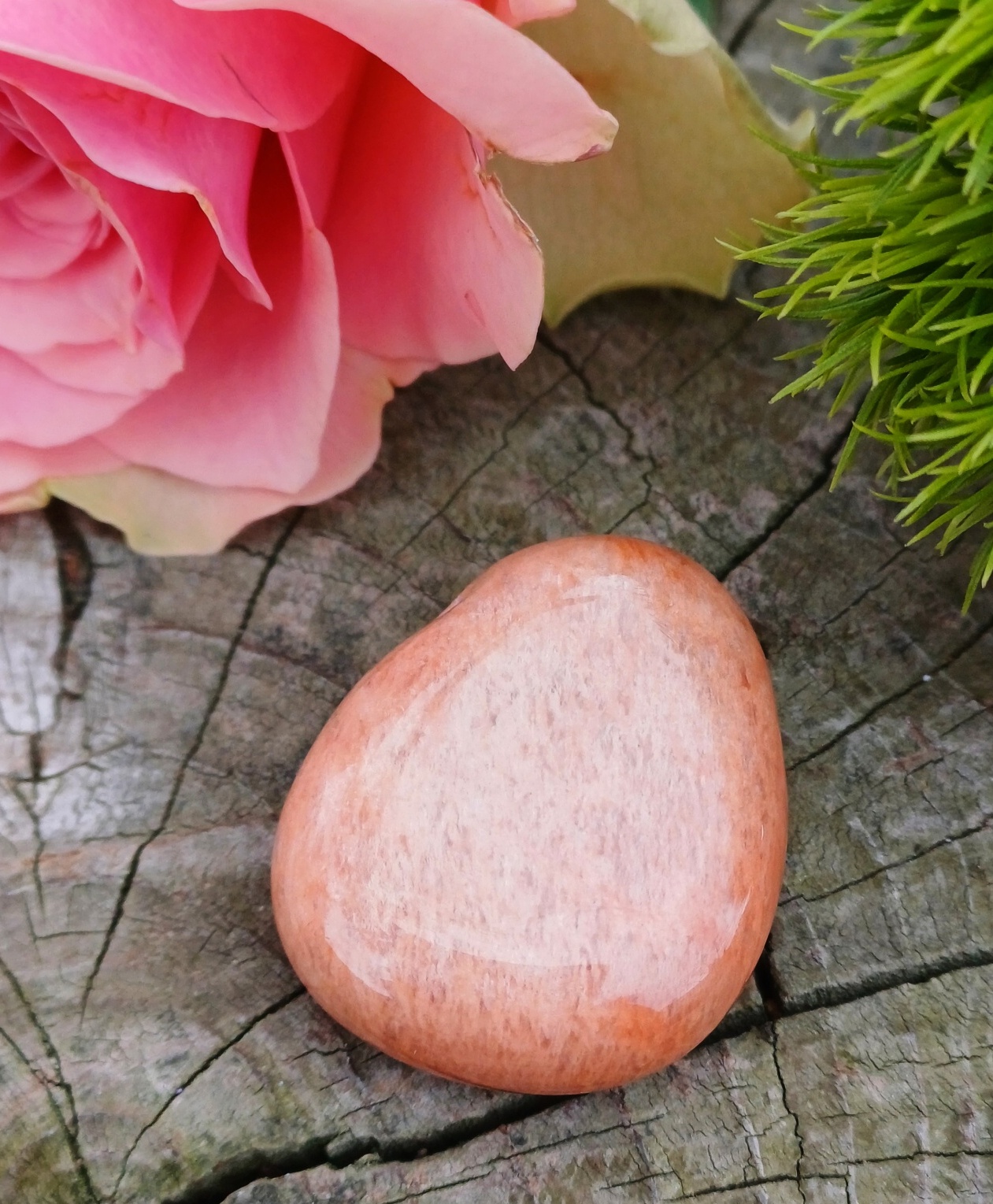 Mesačný kameň oranžový vŕtaný okrúhliak