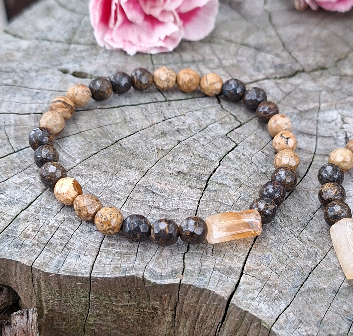 Citrín, bronzit náramok