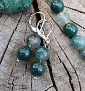 Achát machový náušnice