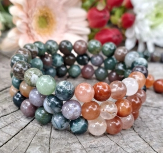 Achát machový, červený fantóm náramok  