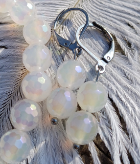 Achát aura anjelská náušnice