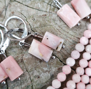 Opál ružový náušnice