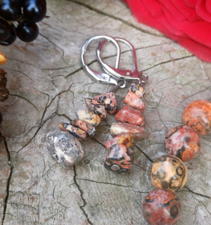 Jaspis leopard náušnice