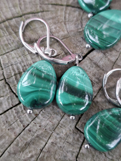 Malachit náušnice kvapky