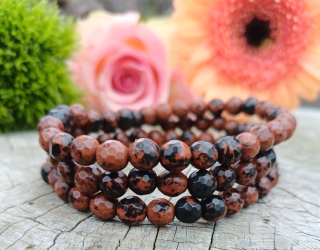 Obsidián mahagónový náramok