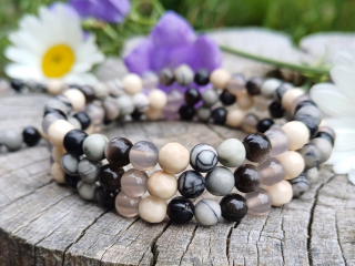 Mramor, korál, achát, obsidián náramok pre mužov