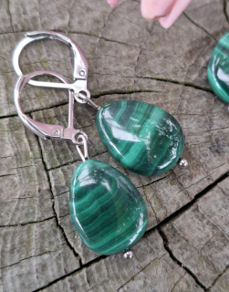 Malachit náušnice kvapky