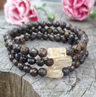 Citrín, bronzit náramok