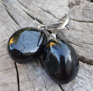 Čierny turmalín AA náušnice