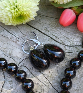 Čierny turmalín AA náušnice