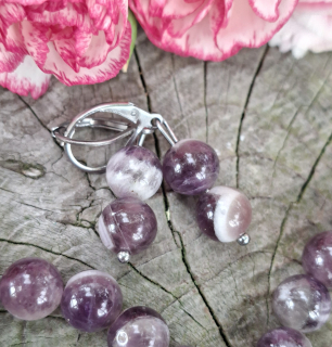 Ametyst chevron náušnice