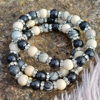 Šungit, korál, mramor náramok