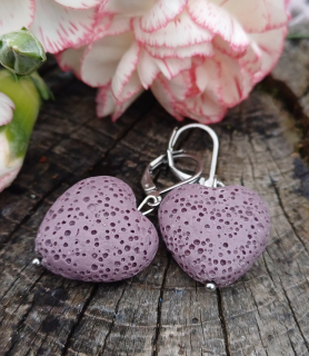 Láva fialové srdiečka náušnice