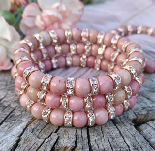 Ružový kremeň náramok extra