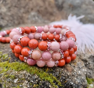 Ružový kremeň, jaspis náramok pre deti
