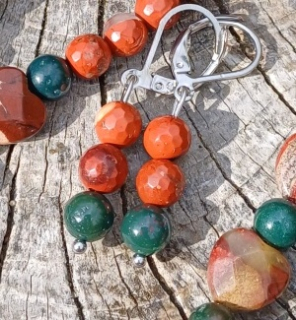 Heliotrop, jaspis náušnice