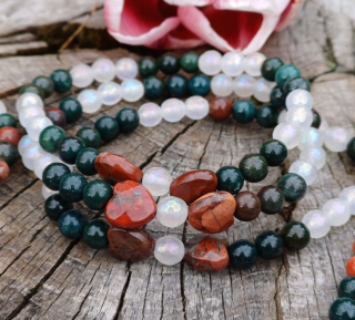 Heliotrop, jaspis, achát aura náramok