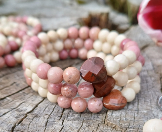 Ružový kremeň, koral náramok pre deti