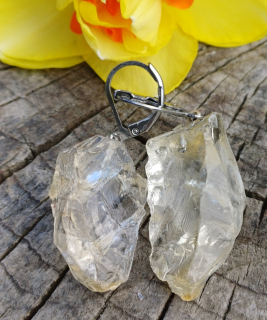 Citrín náušnice zo surových kameňov