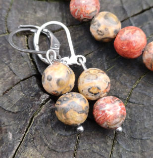 Jaspis leopard náušnice