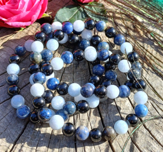 Dumortierit, akvamarín, turmalín náramok