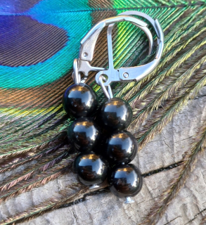 Strieborný obsidián náušnice