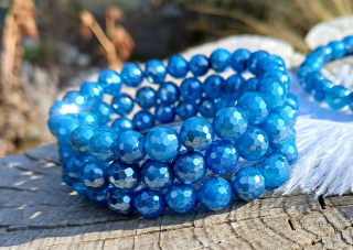 Achát aura anjelská modrá náramok