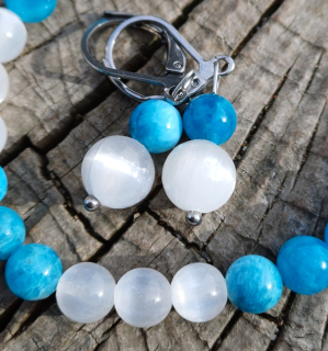 Selenit, apatit náušnice