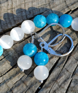 Selenit, apatit náušnice