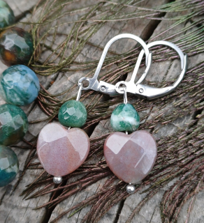 Achát indiánsky machový náušnice