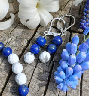 Lapis lazuli, magnezit náušnice 
