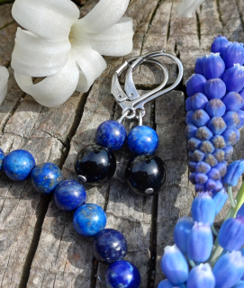 Lapis lazuli, ónyx náušnice 