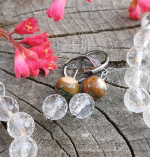 Krištáľ náušnice s ryolitom