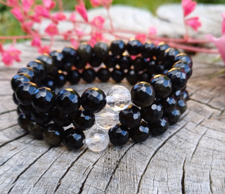 Obsidián zlatý náramok s krištálom