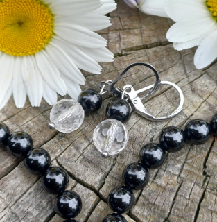Spinel, krištáľ náušnice