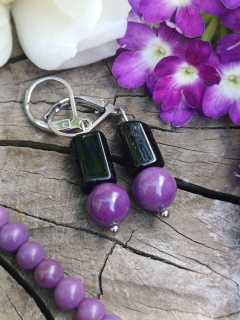 Fosfosiderit, turmalín náušnice