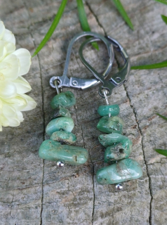 Smaragd, obsidián zlatý náušnice