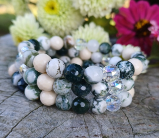 Achát stromčekový, aqua aura náramok