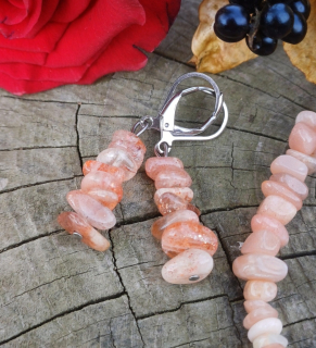 Mesačný kameň oranžový náušnice