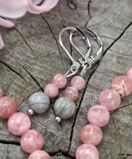 Rodochrozit, mramor náušnice