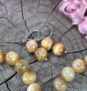 Tigrie oko žlté náušnice