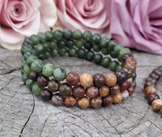 Jaspis picasso, chryzopras náramok