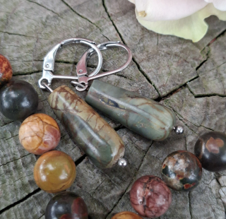 Jaspis picasso náušnice