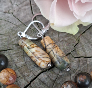 Jaspis picasso náušnice